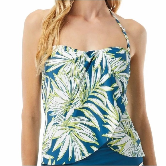 Vince Camuto Other - Vince Camuto BLUE MULTI Draped Bandini Swim Top M flowy figure flatering boho